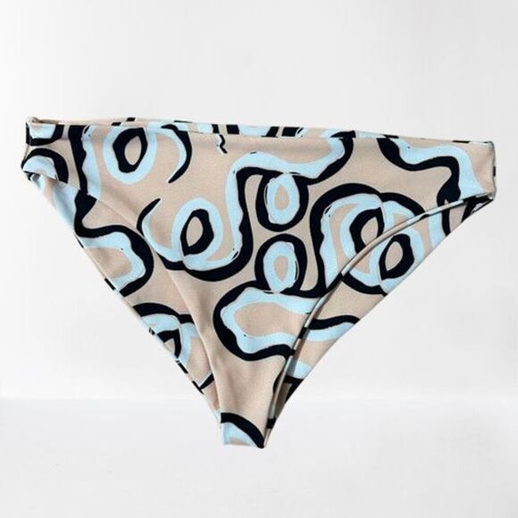 Anthropologie Dazey LA Swim Bikini Bottom M Snake Print Peach Black Abstract - Picture 1 of 4